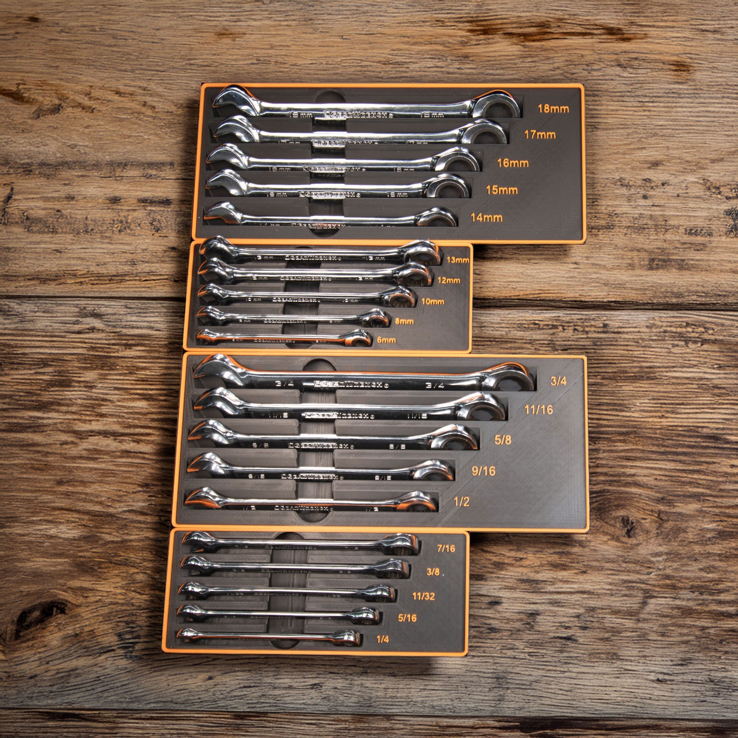 Gridfinity-Compatible Bin Set for Gearwrench® Wrenches – Custom-Fit Organizers