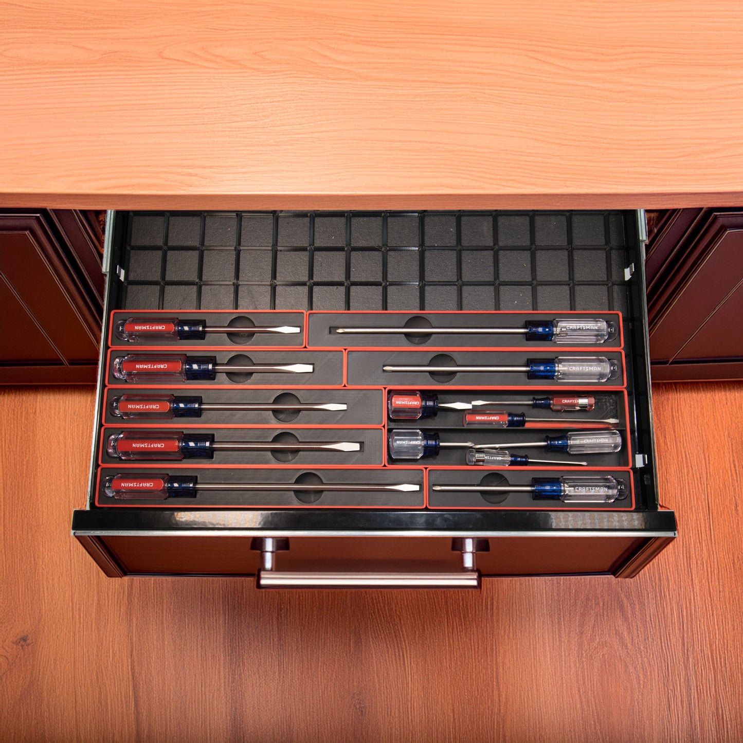 Gridfinity-Compatible Bin Set for 14 Piece Craftsman® Screwdriver Set (Screwdrivers not included)