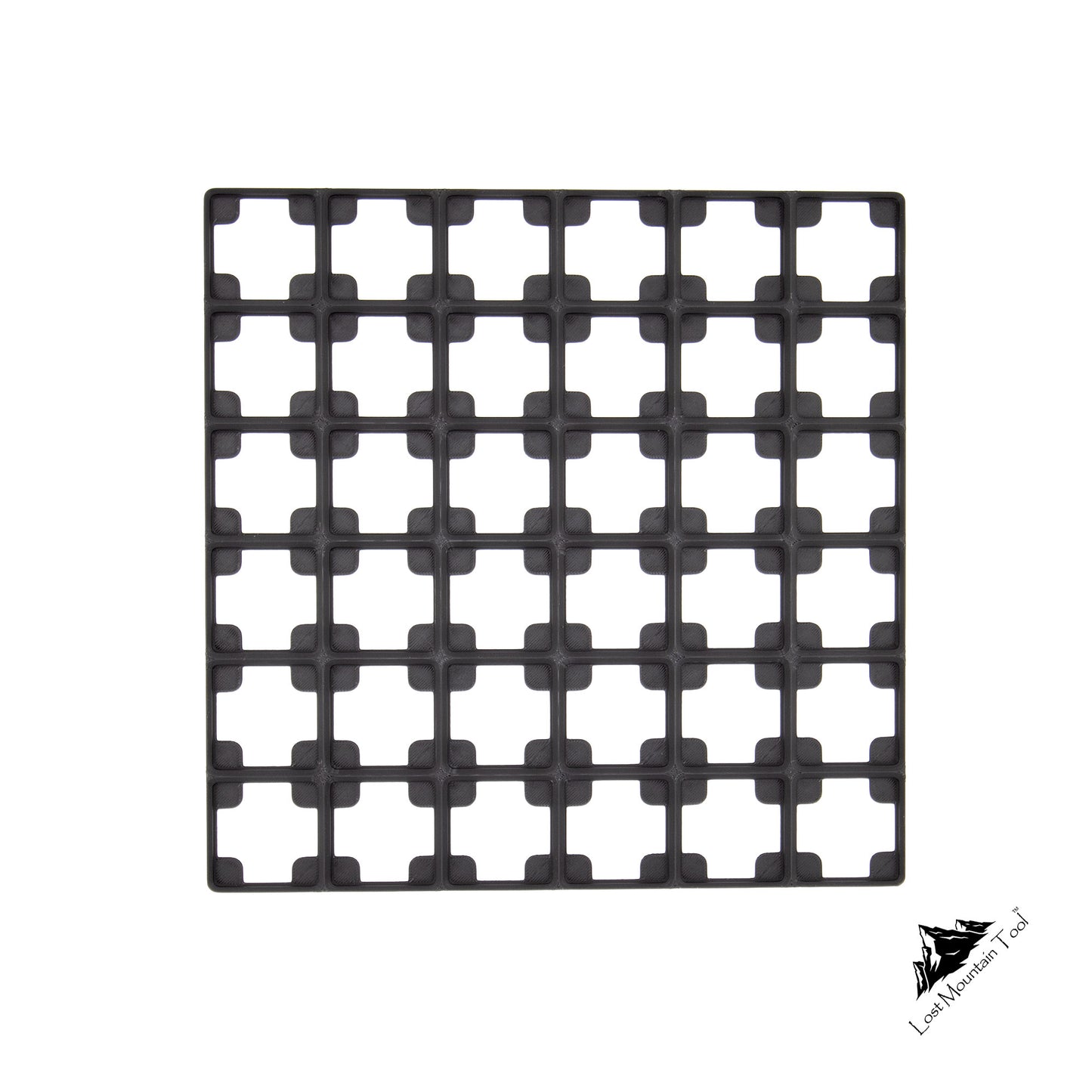 Gridfinity-compatible 6x6 Base Plate – Reinforced Gusset Design