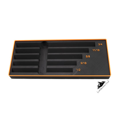 Gridfinity-compatible Bin for GearWrench®  1/2" - 3/4" SAE Ratcheting Combination Wrenches