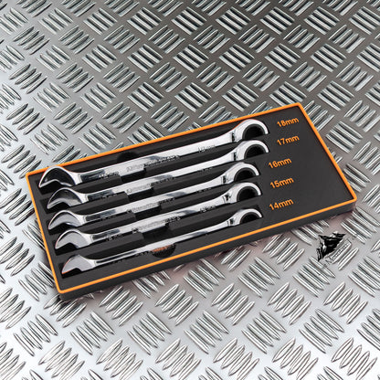 Gridfinity-compatible Bin for GearWrench®  14mm - 18mm Metric Ratcheting Combination Wrenches