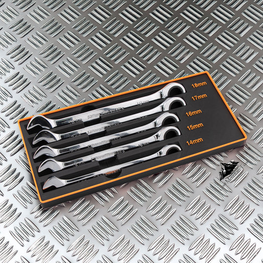 Gridfinity-compatible Bin for GearWrench®  14mm - 18mm Metric Ratcheting Combination Wrenches