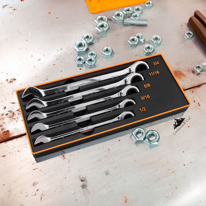 Gridfinity-compatible Bin for GearWrench®  1/2" - 3/4" SAE Ratcheting Combination Wrenches